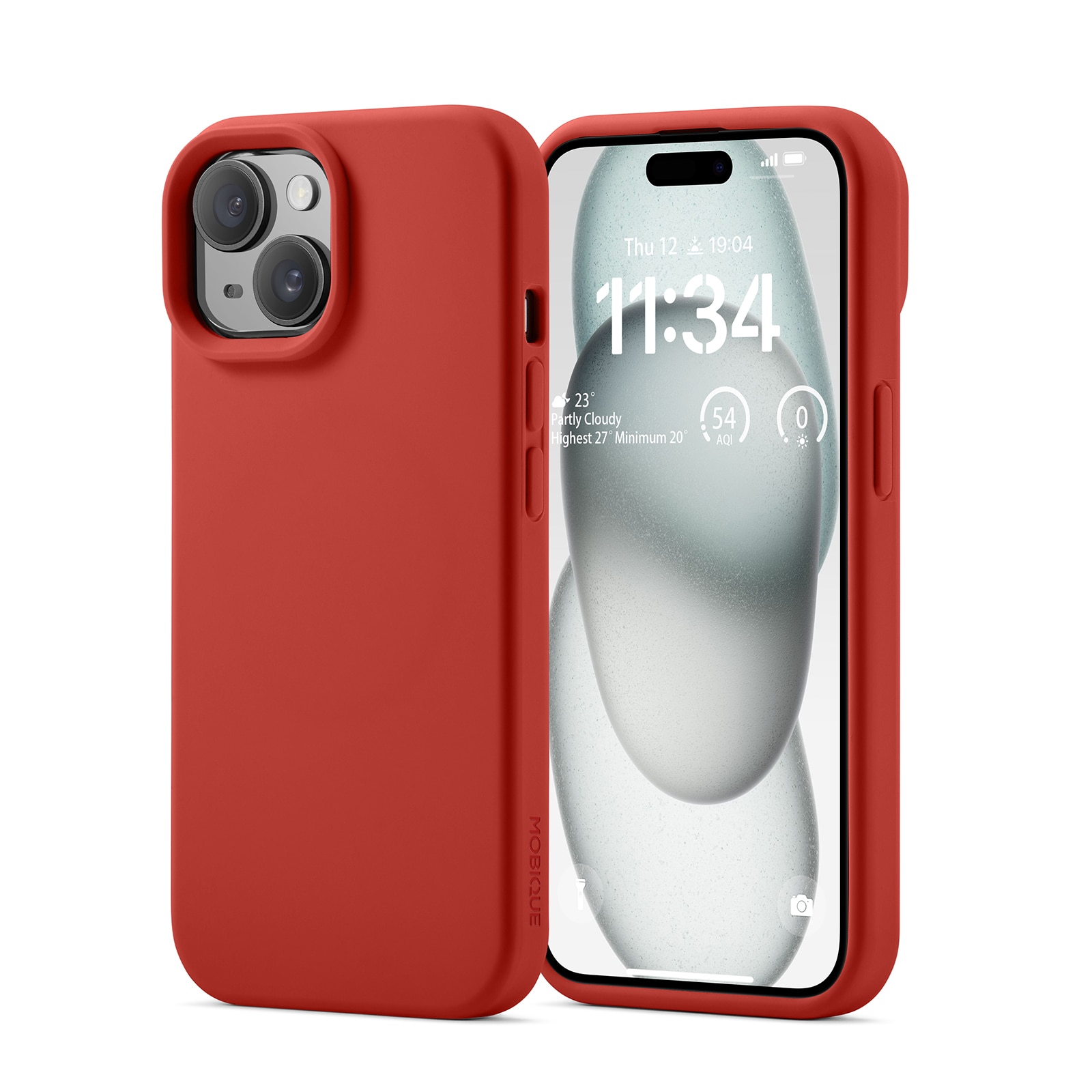 Coque en silicone Magnetic iPhone 15, Lava Red