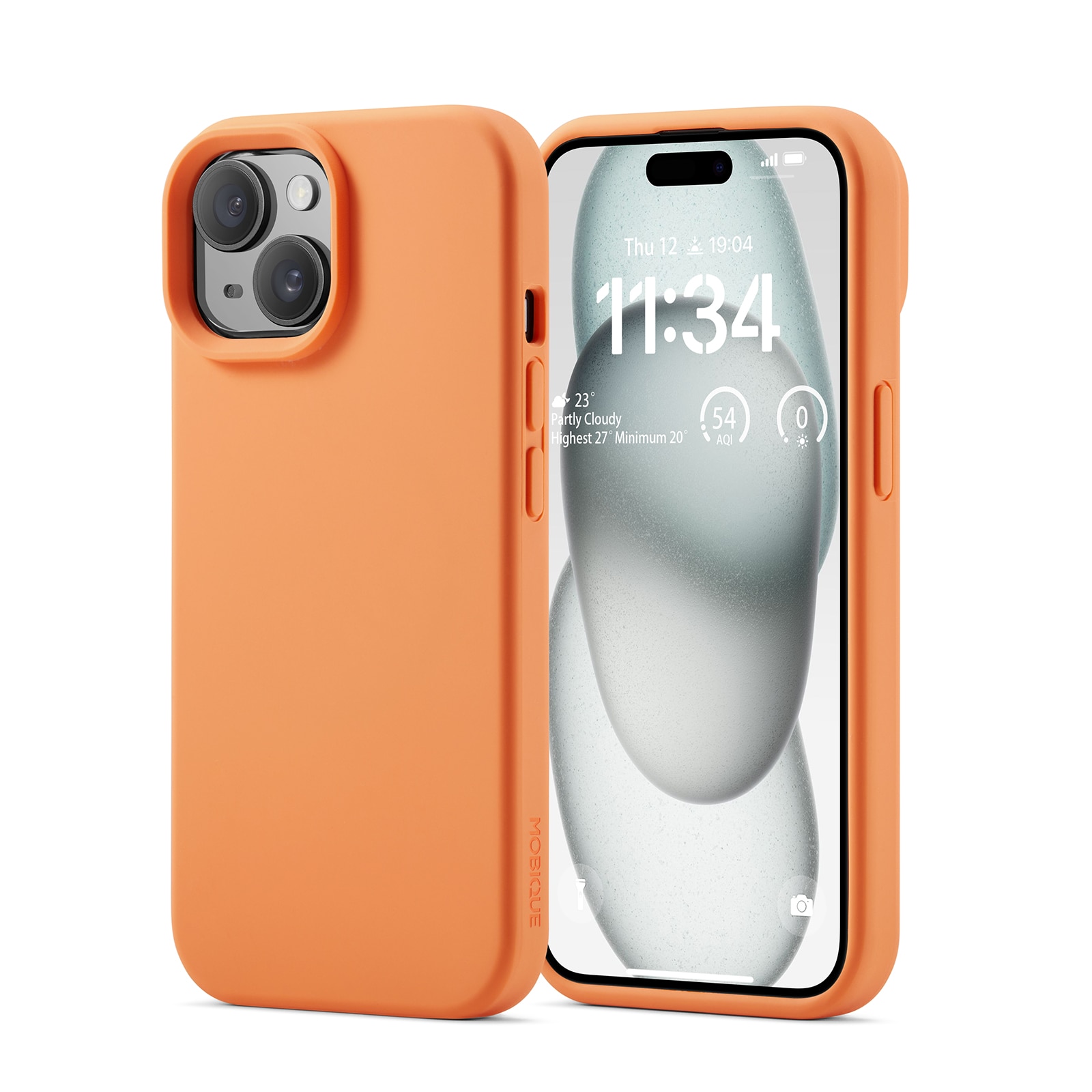 Coque en silicone Magnetic iPhone 15, Solar Orange