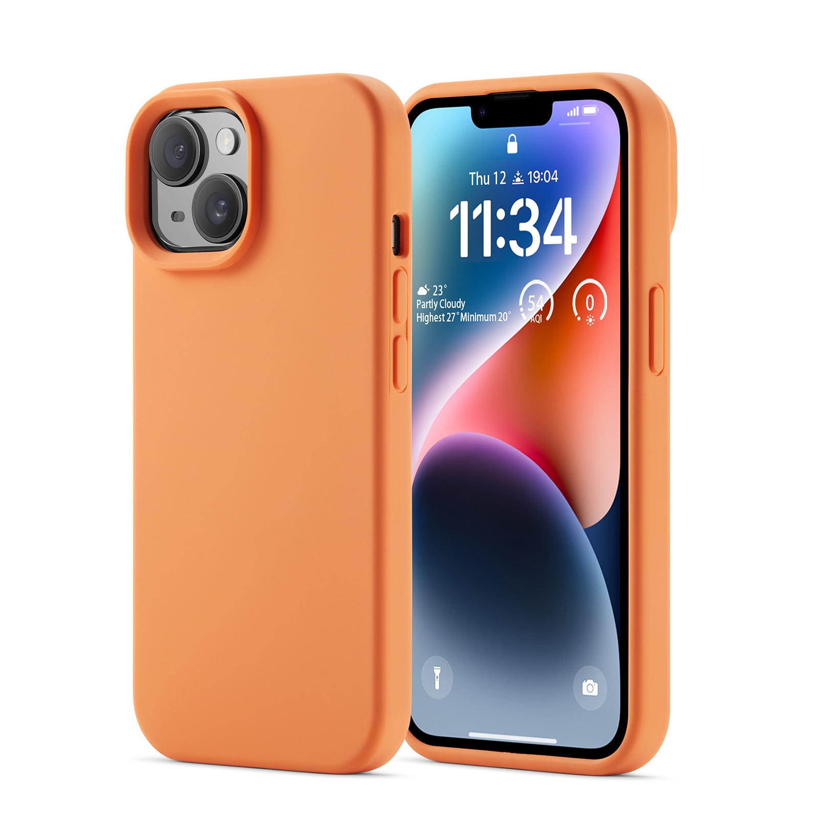 Coque en silicone Magnetic iPhone 14, Solar Orange