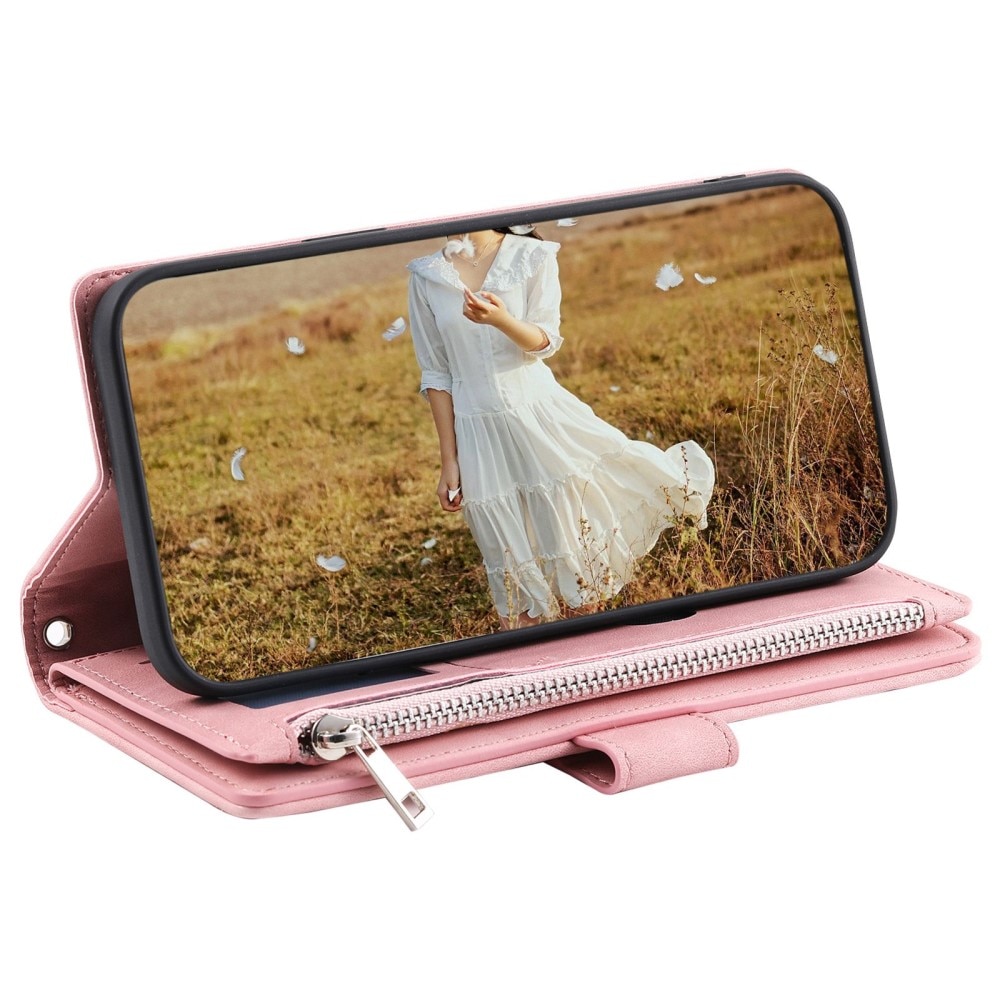 Étui portefeuille matelassée pour Samsung Galaxy S22 Ultra, Rose