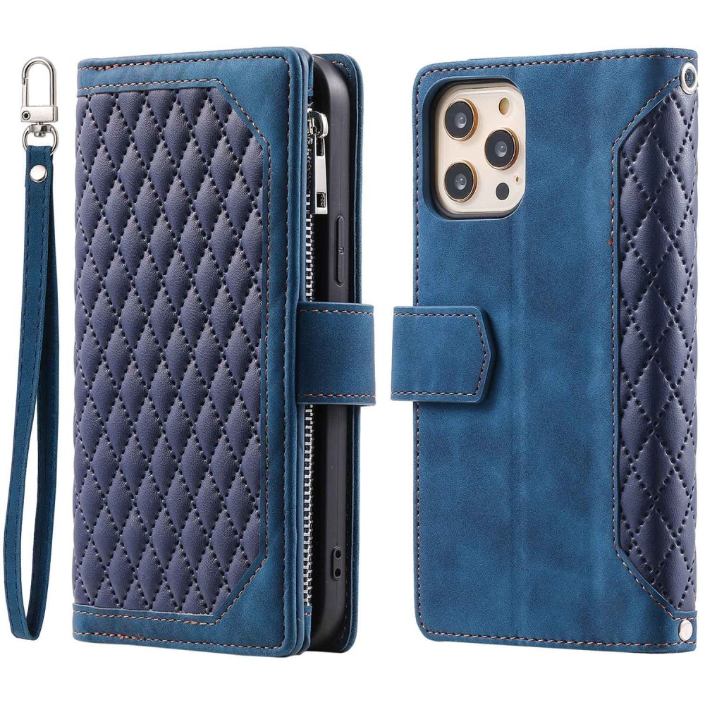 Étui portefeuille matelassée pour iPhone 12/iPhone 12 Pro, Bleu