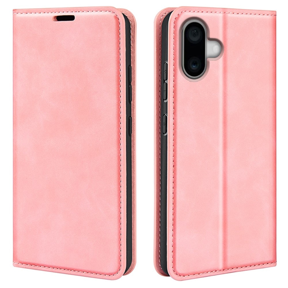 Coque portefeuille mince iPhone 16, rose