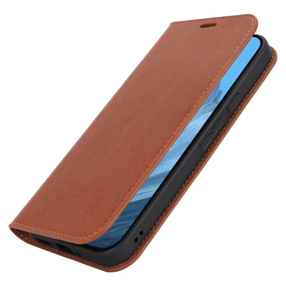 Coque portefeuille en cuir Veritable Google Pixel 9 Pro, marron