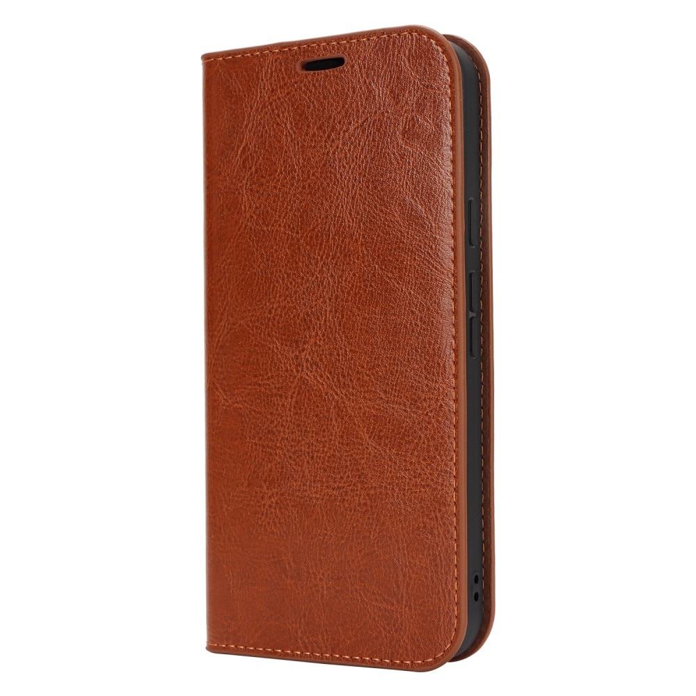 Coque portefeuille en cuir Veritable Google Pixel 9 Pro, marron