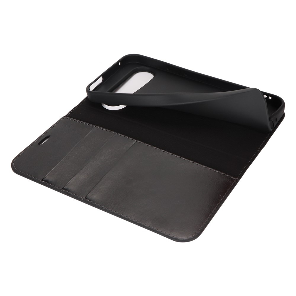 Coque portefeuille en cuir Veritable Google Pixel 9 Pro, noir