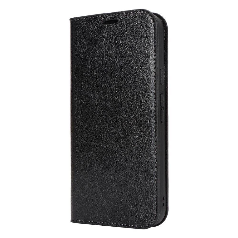 Coque portefeuille en cuir Veritable Google Pixel 9 Pro, noir