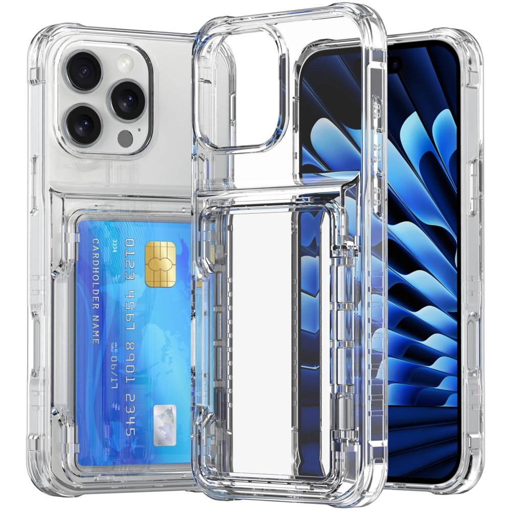 Coque hybride Kickstand à cartes iPhone 16 Pro, transparent