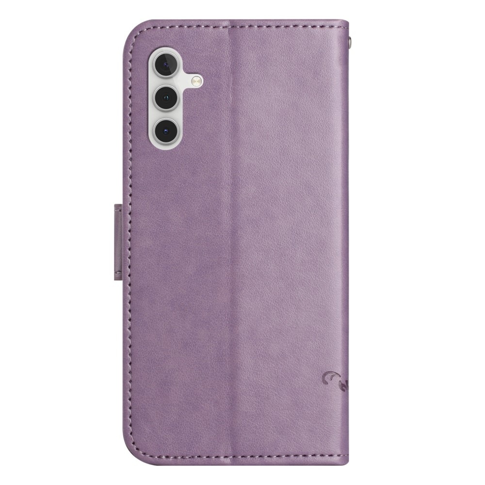 Étui en cuir à papillons pour Samsung Galaxy S24 FE, violet