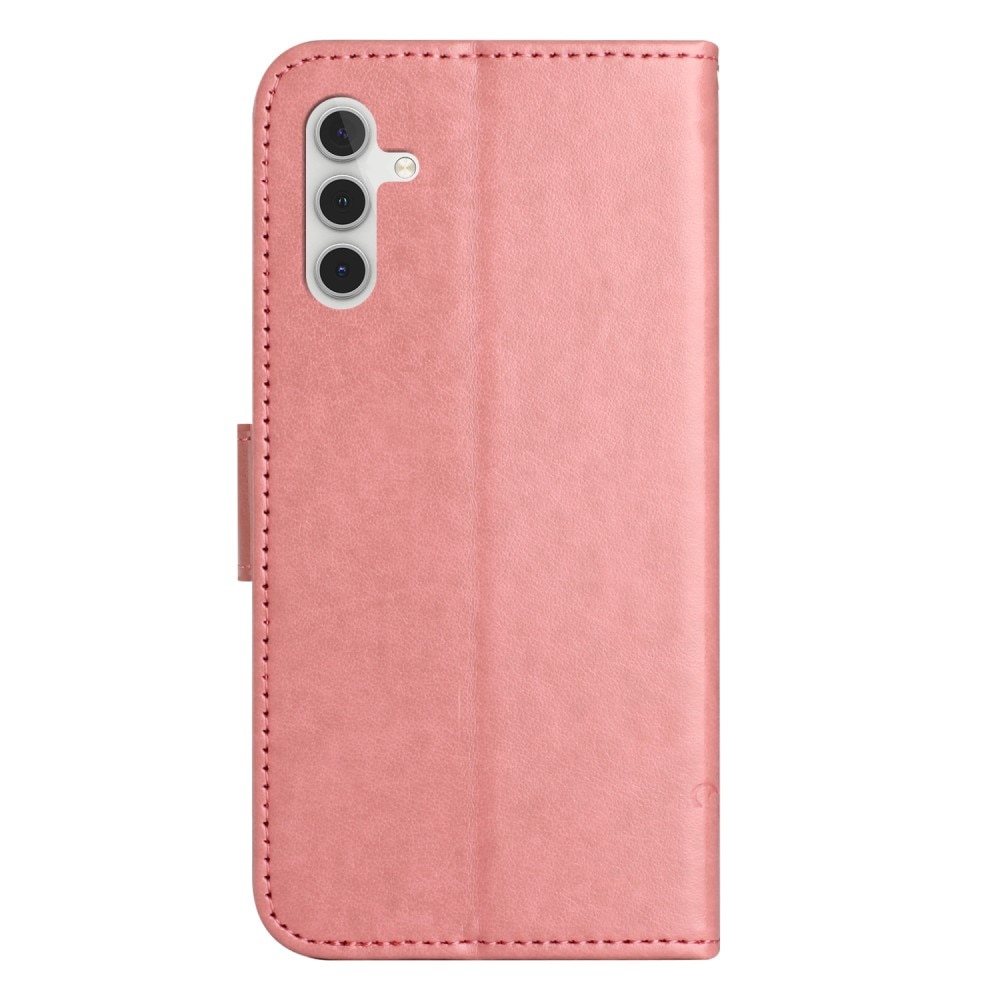 Étui en cuir à papillons pour Samsung Galaxy S24 FE, rose