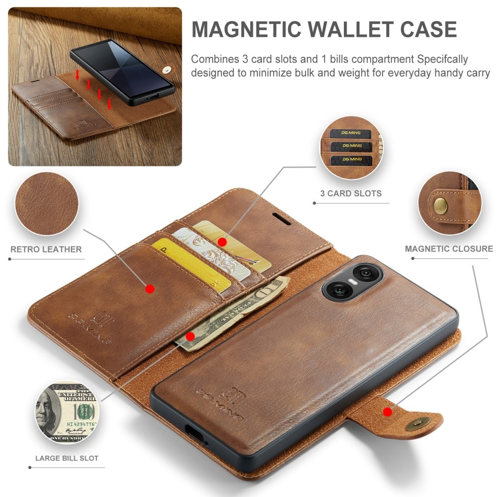 Étui portefeuille Magnet Wallet Sony Xperia 10 VI, Cognac