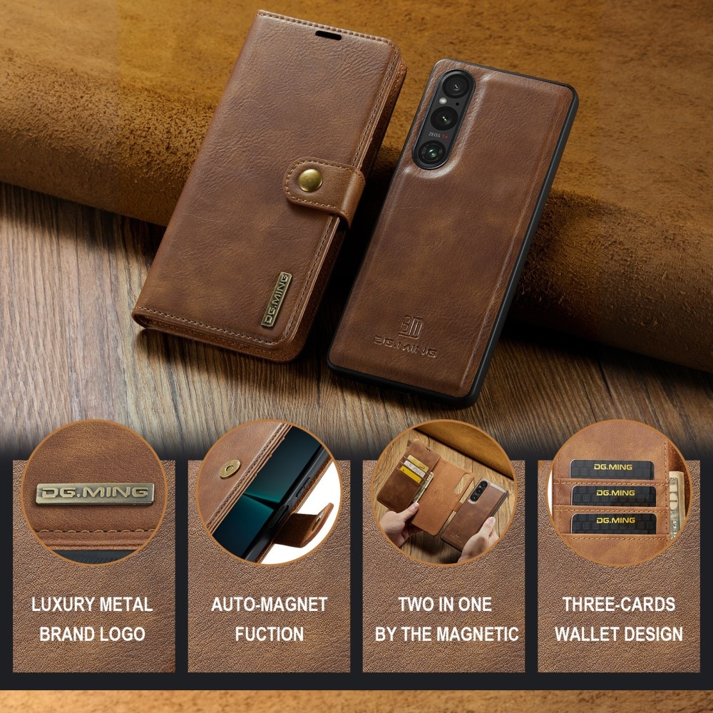 Étui portefeuille Magnet Wallet Sony Xperia 1 VI, Cognac