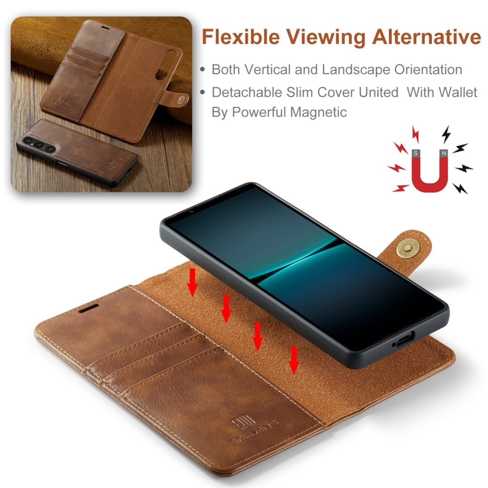 Étui portefeuille Magnet Wallet Sony Xperia 1 VI, Cognac