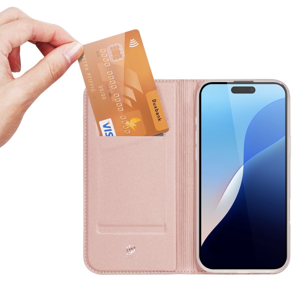 Étui portefeuille Skin Pro Series iPhone 16 Pro, Rose Gold