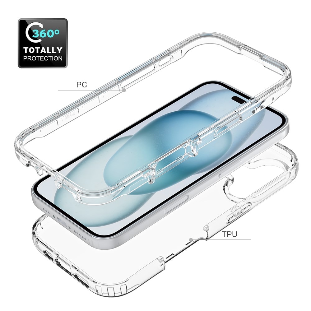 Coque de couverture complète iPhone 16, transparent