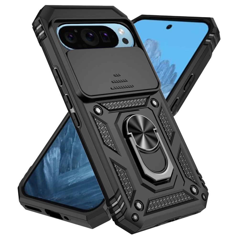 Coque Hybride Ring avec Protège Caméra Google Pixel 9 Pro, Noir