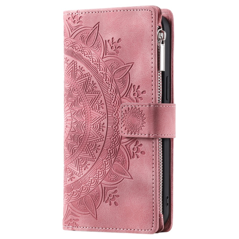 Étui portefeuille Mandala Samsung Galaxy S24 FE, rose