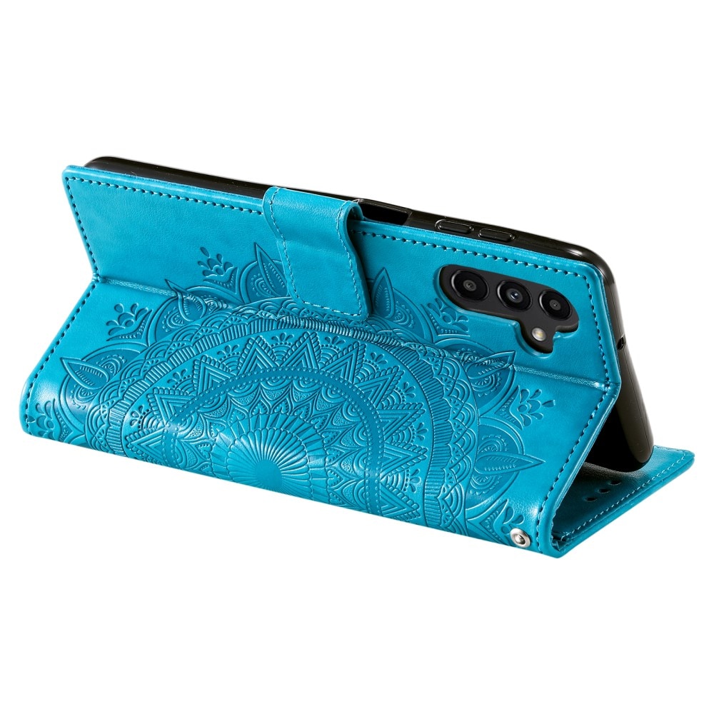 Étui en cuir Mandala Samsung Galaxy S24 FE, bleu