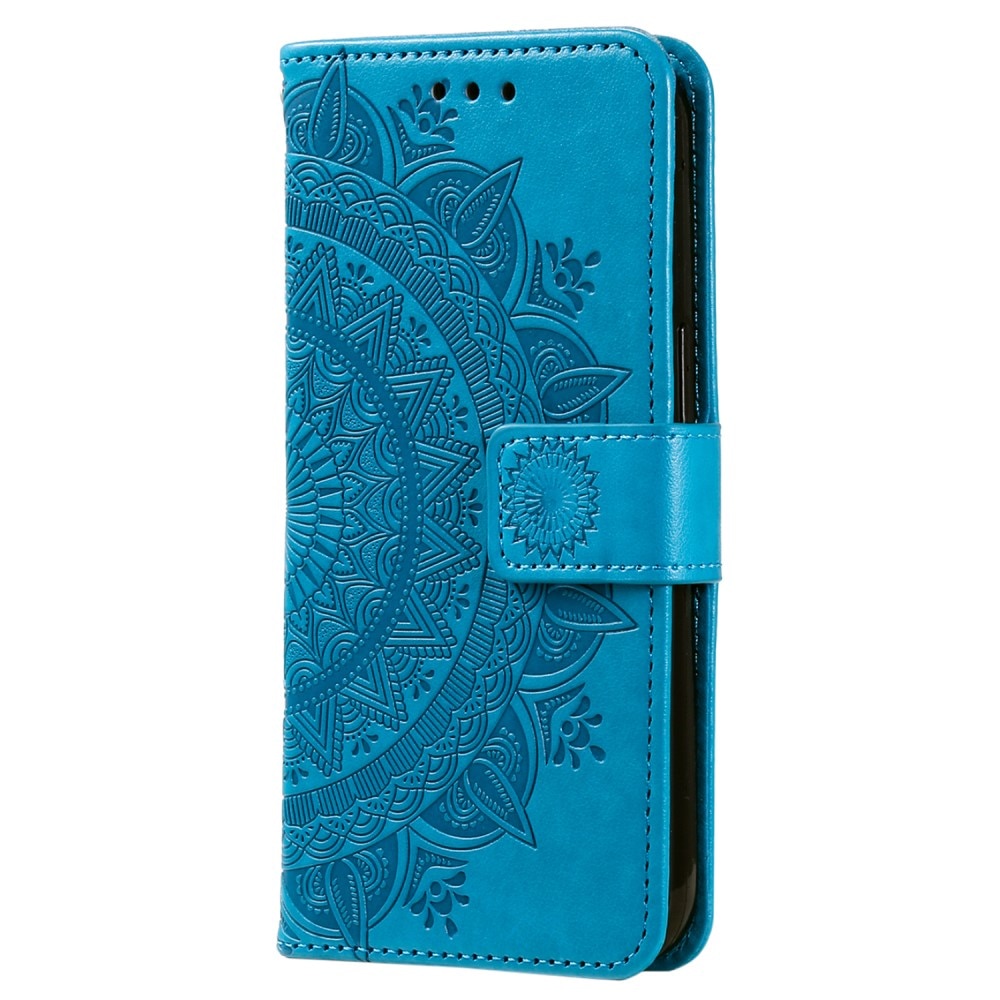 Étui en cuir Mandala Samsung Galaxy S24 FE, bleu