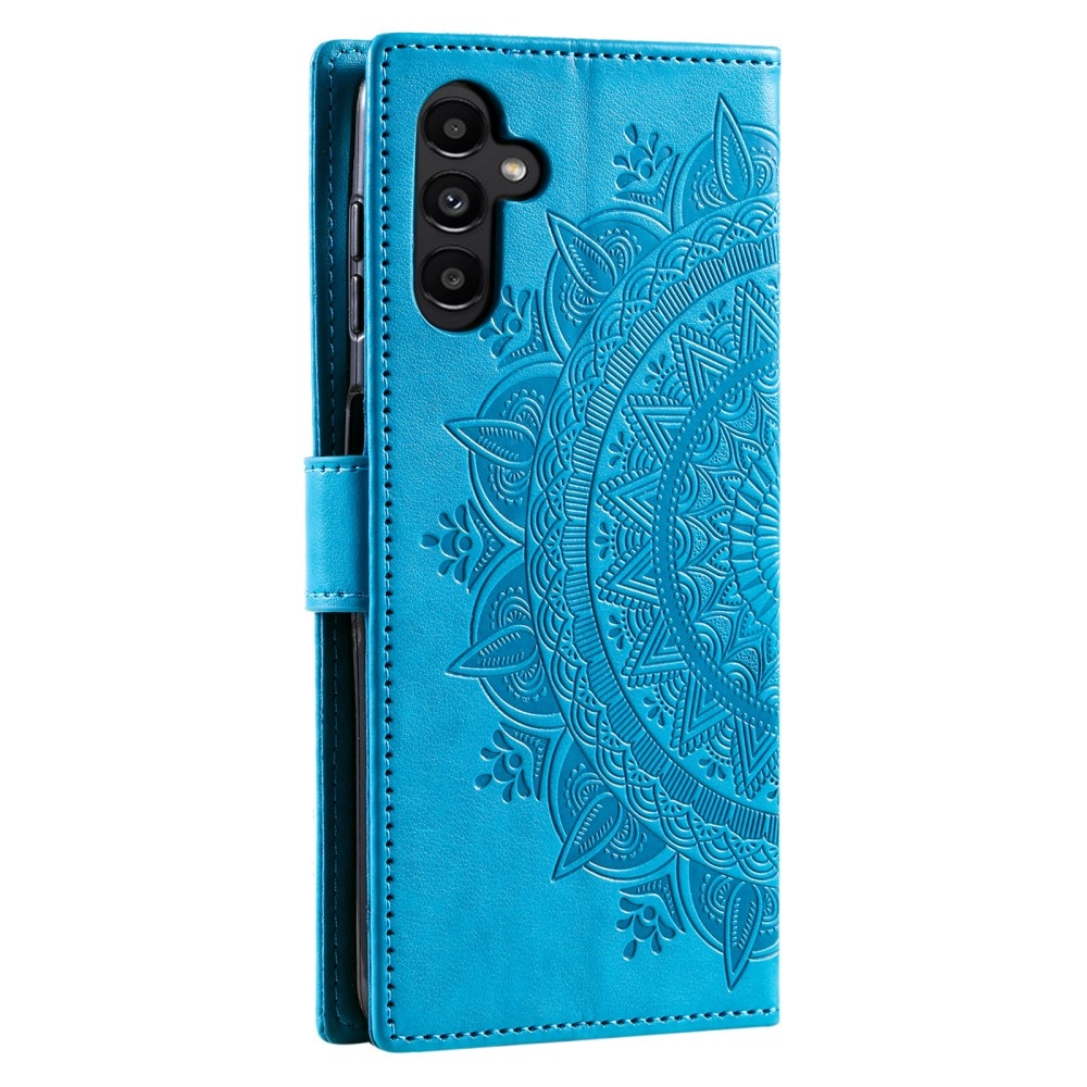 Étui en cuir Mandala Samsung Galaxy S24 FE, bleu