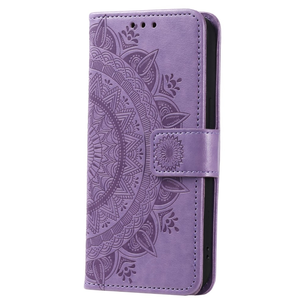 Étui en cuir Mandala Samsung Galaxy S24 FE, violet