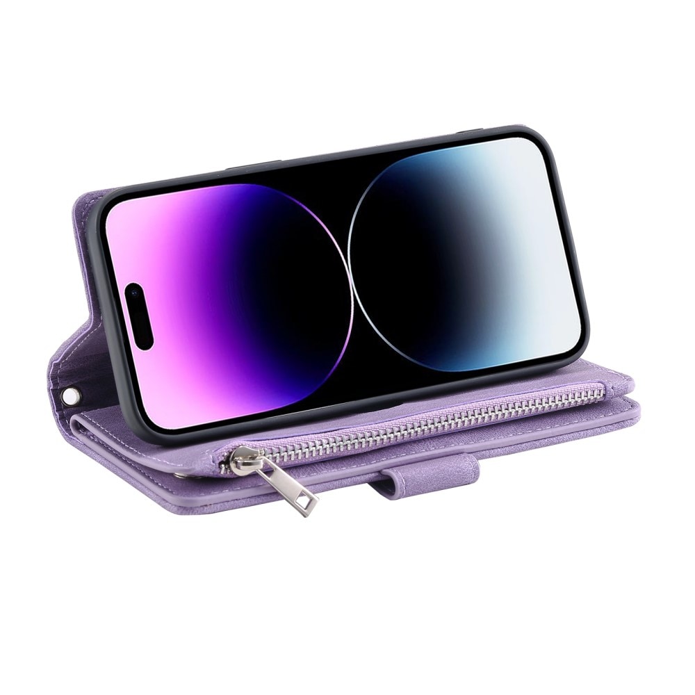 Étui portefeuille matelassée pour iPhone 16 Pro, Violet