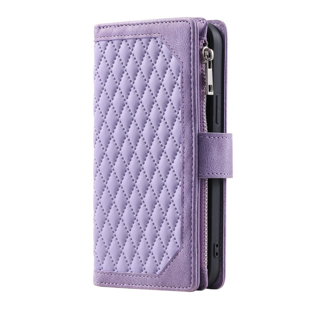 Étui portefeuille matelassée pour iPhone 16 Pro, Violet