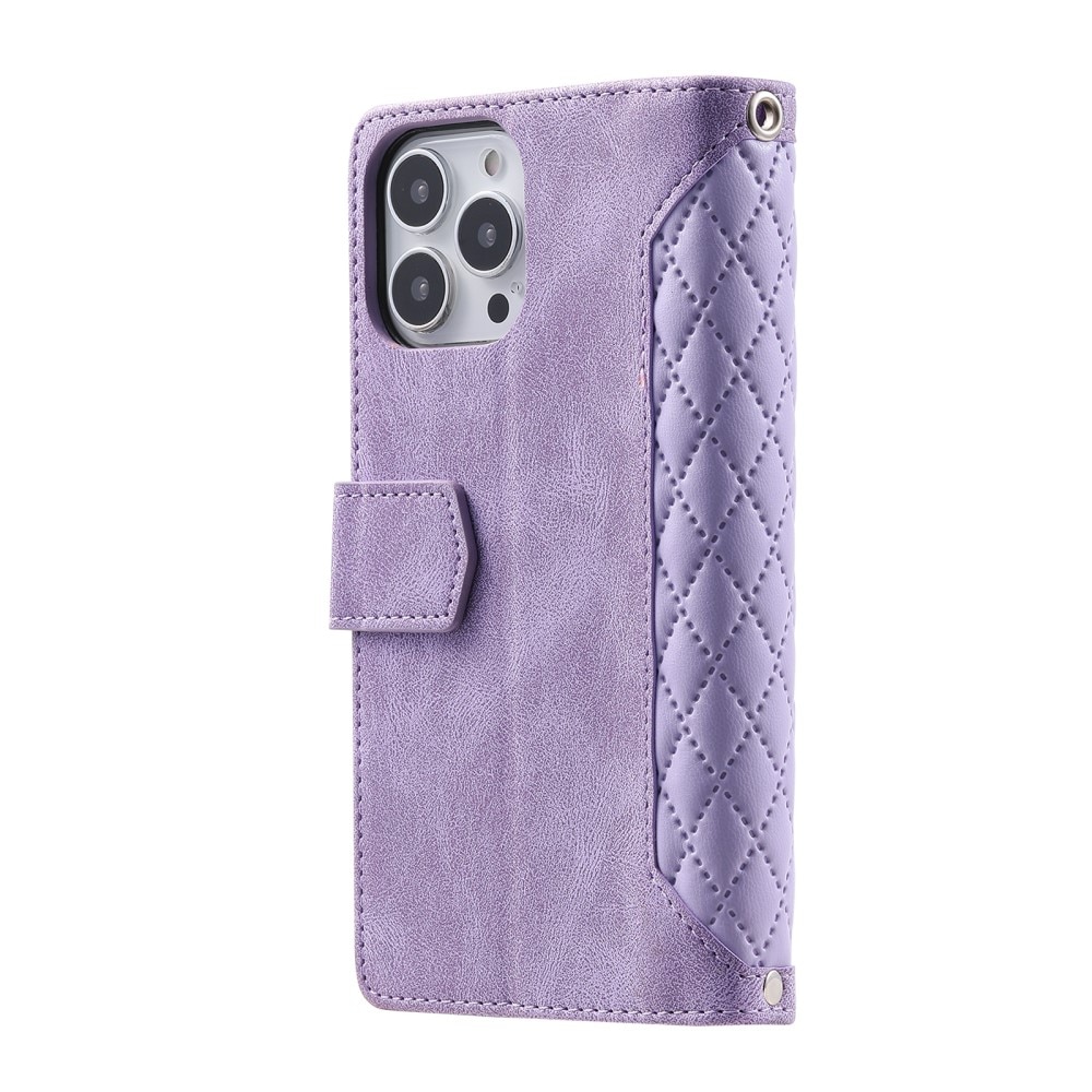 Étui portefeuille matelassée pour iPhone 16 Pro, Violet