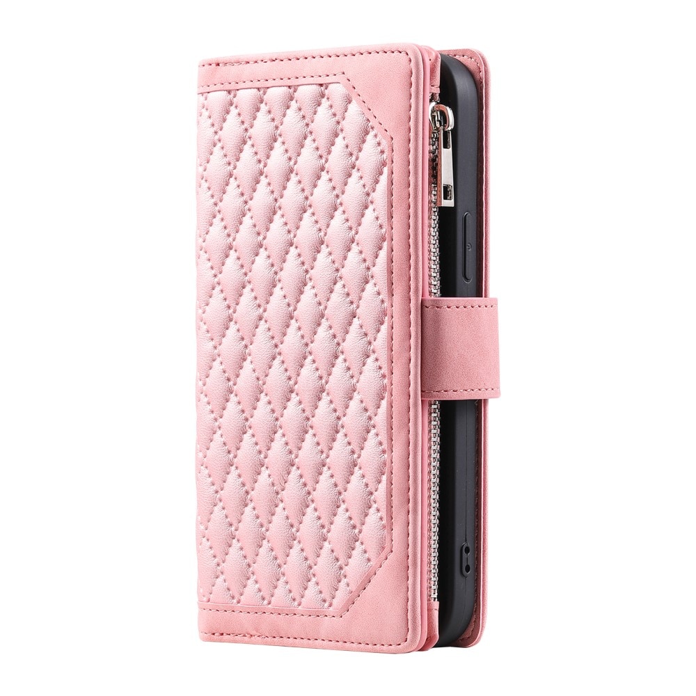 Étui portefeuille matelassée pour iPhone 16 Pro, Rose