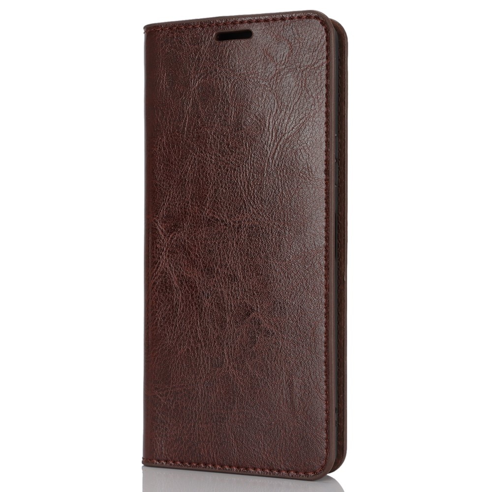 Coque portefeuille en cuir Veritable Sony Xperia 10 VI, marron foncé