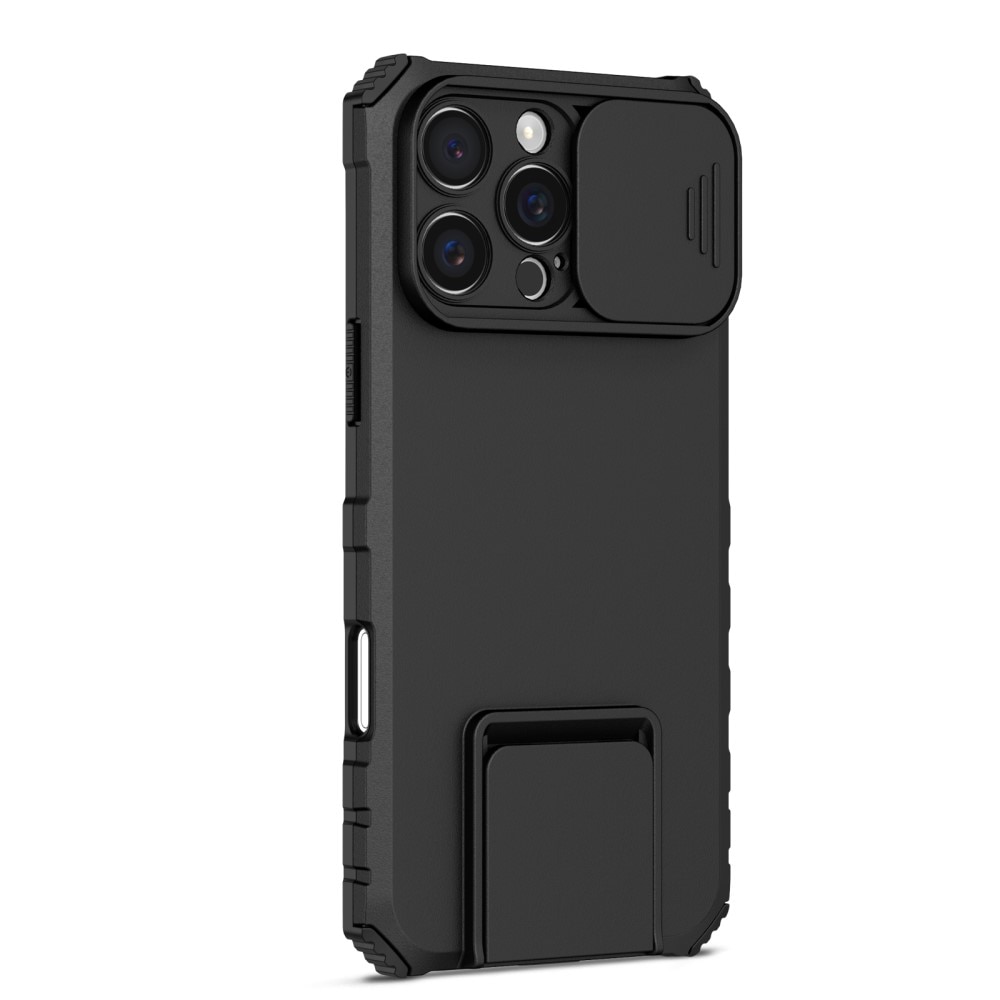 Coque Kickstand avec Protège Caméra iPhone 16 Pro Max, Noir