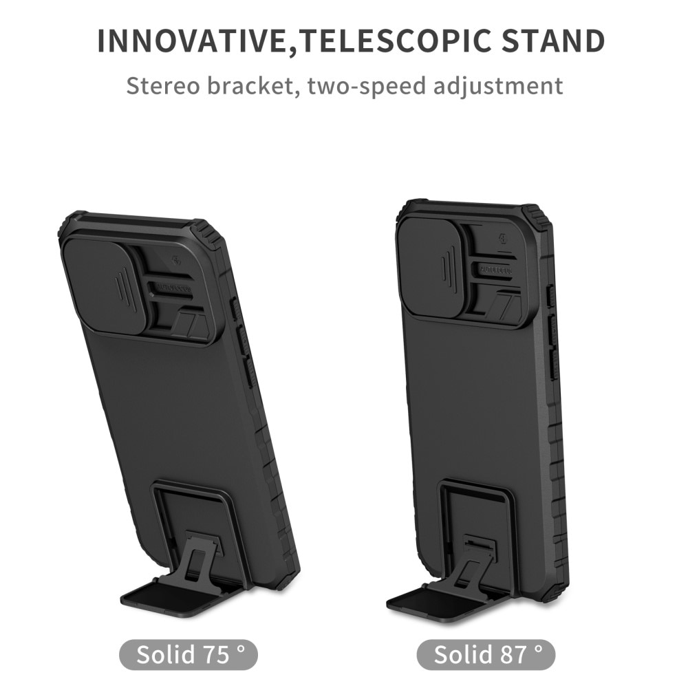 Coque Kickstand avec Protège Caméra iPhone 16 Pro Max, Noir