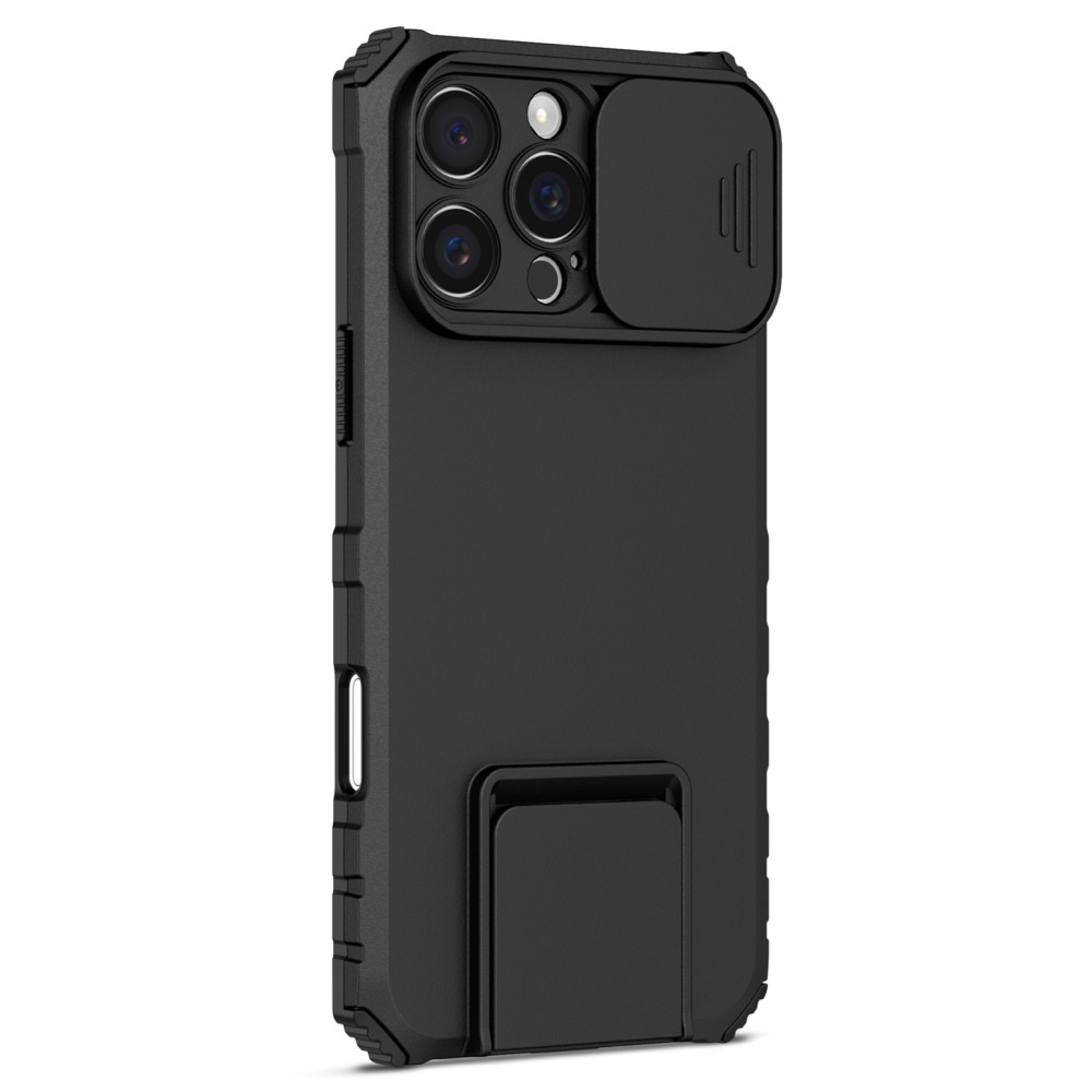 Coque Kickstand avec Protège Caméra iPhone 16 Pro, Noir