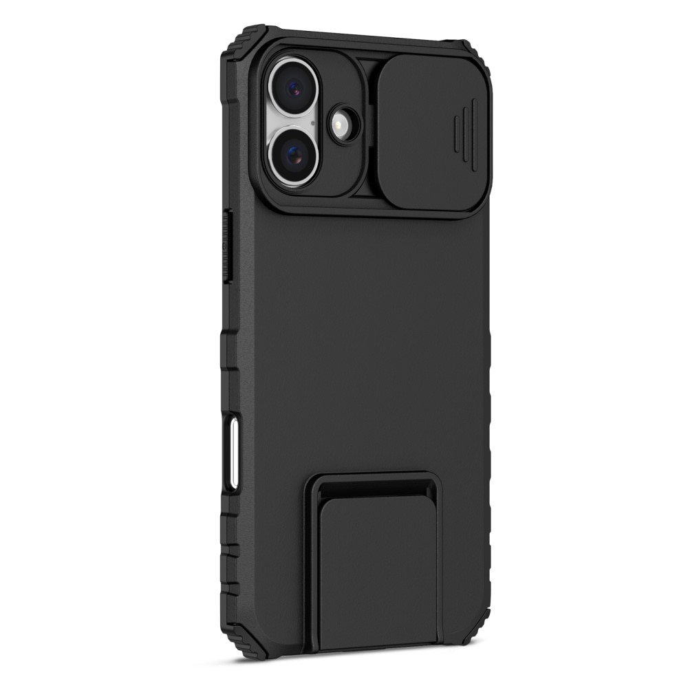 Coque Kickstand avec Protège Caméra iPhone 16, Noir