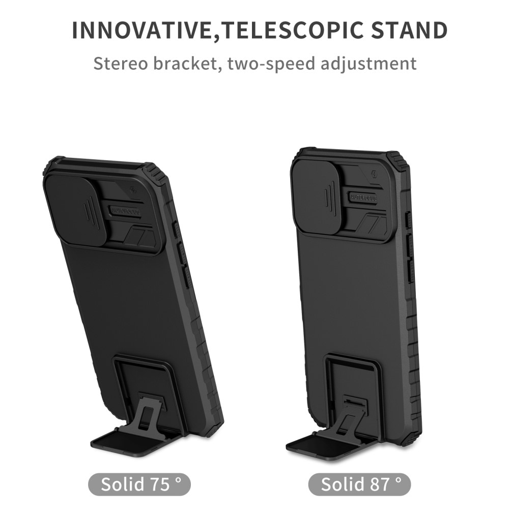 Coque Kickstand avec Protège Caméra iPhone 16, Noir