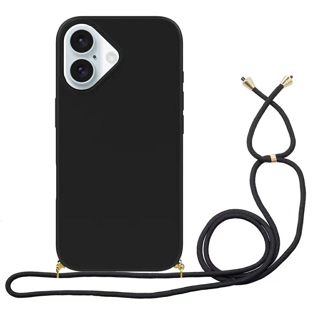 Coque cordon iPhone 16 Plus, noir