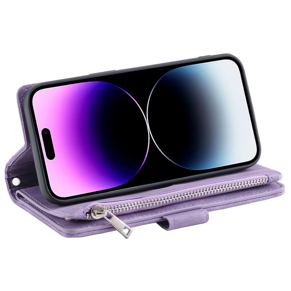 Étui portefeuille matelassée pour iPhone 16, Violet