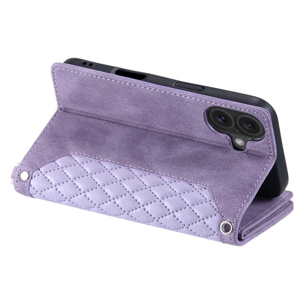 Étui portefeuille matelassée pour iPhone 16, Violet