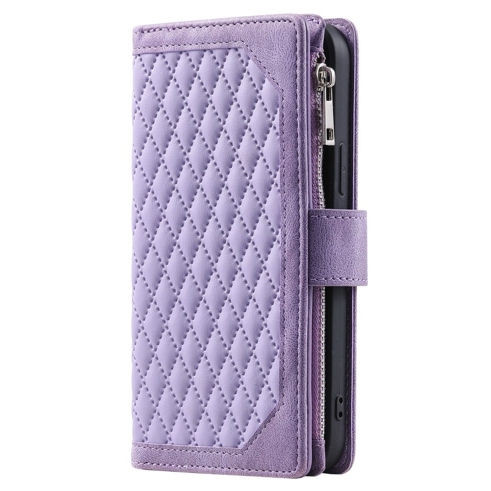 Étui portefeuille matelassée pour iPhone 16, Violet