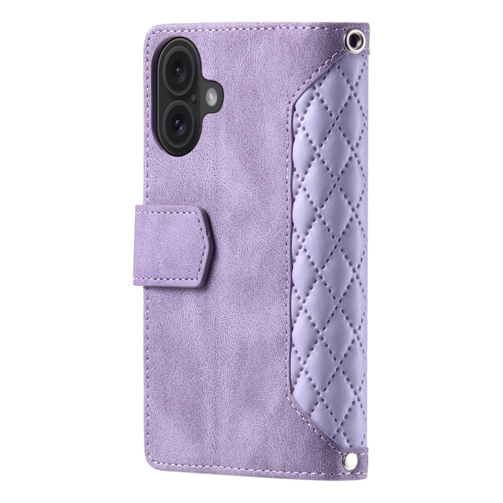 Étui portefeuille matelassée pour iPhone 16, Violet