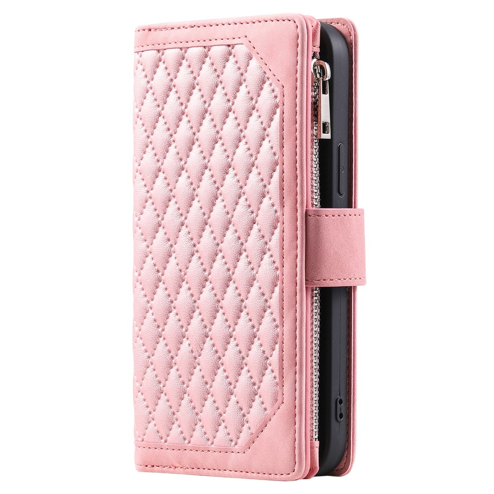 Étui portefeuille matelassée pour iPhone 16, Rose