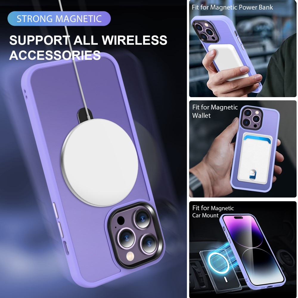 Coque hybride MagSafe Ring iPhone 16 Pro, Violet