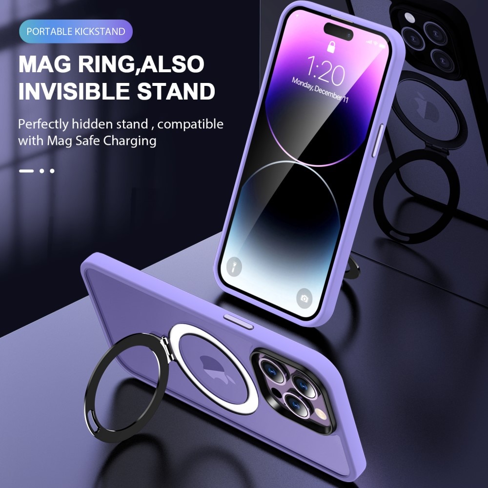 Coque hybride MagSafe Ring iPhone 16 Pro, Violet