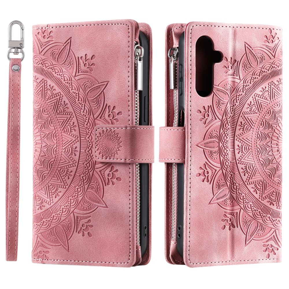 Étui portefeuille Mandala Samsung Galaxy A16, rose