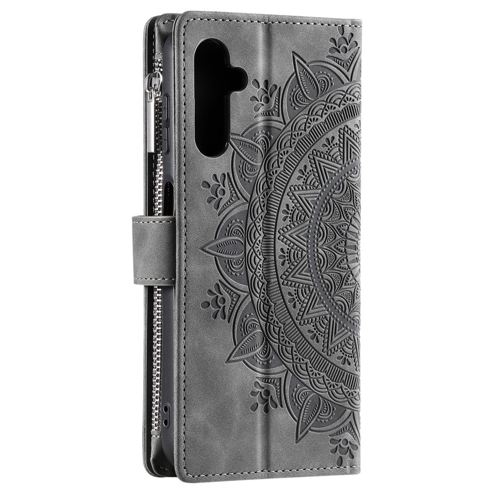 Étui portefeuille Mandala Samsung Galaxy A16, gris