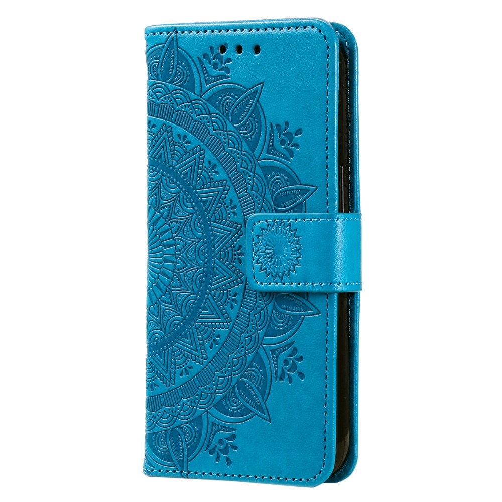 Étui en cuir Mandala Samsung Galaxy A16, bleu