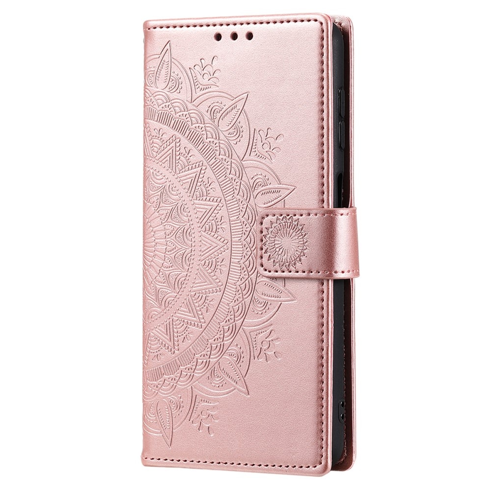 Étui en cuir Mandala Samsung Galaxy A16, or rose