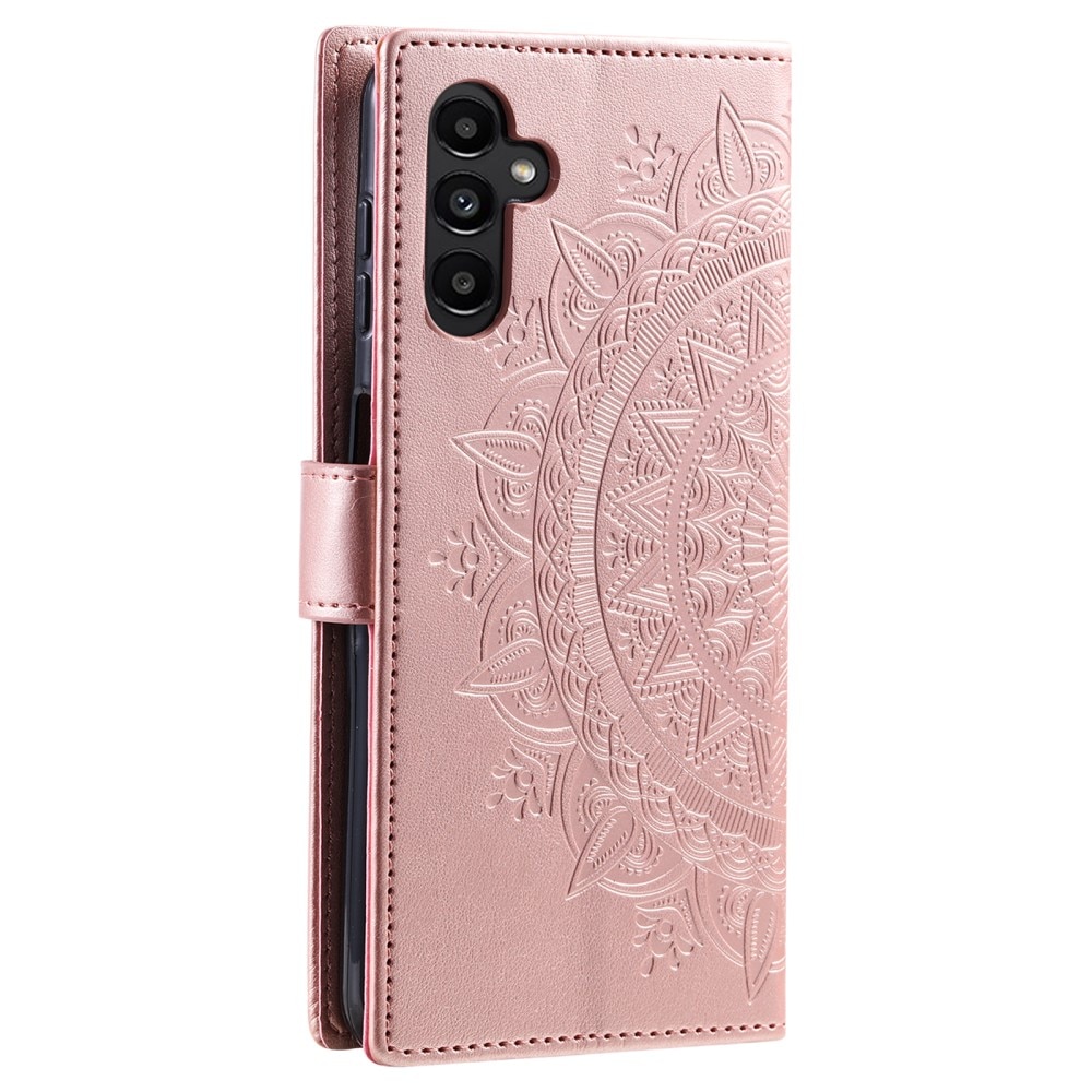 Étui en cuir Mandala Samsung Galaxy A16, or rose