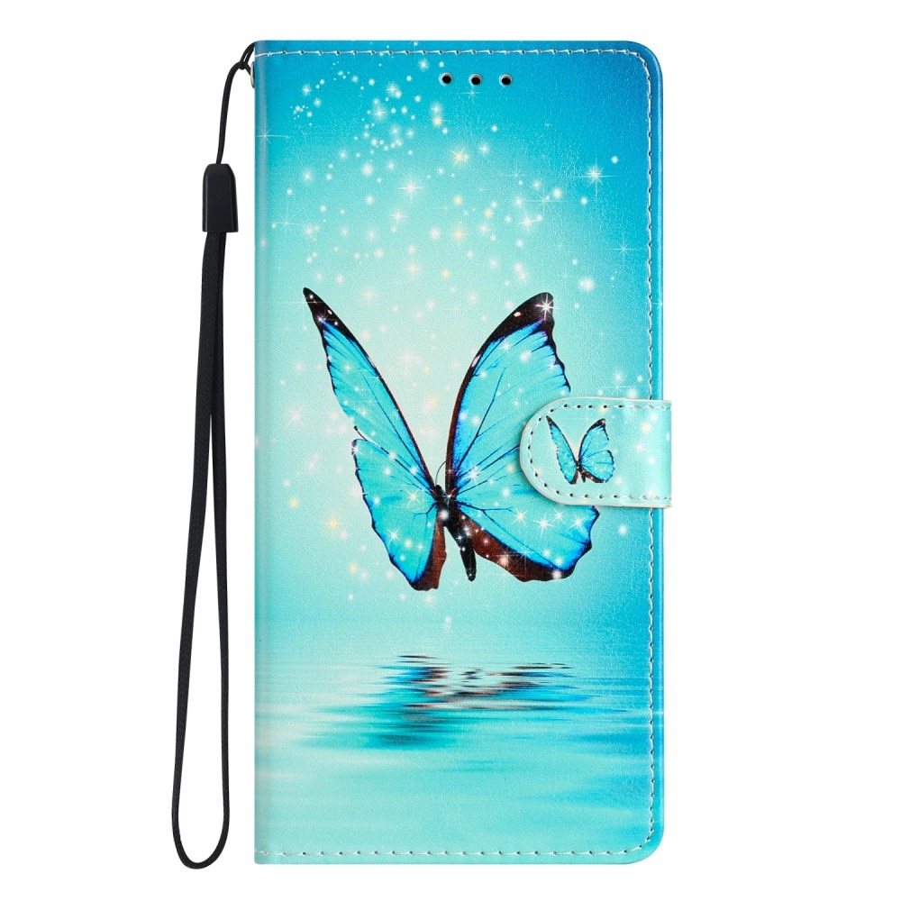 Coque portefeuille Google Pixel 9, papillons bleus