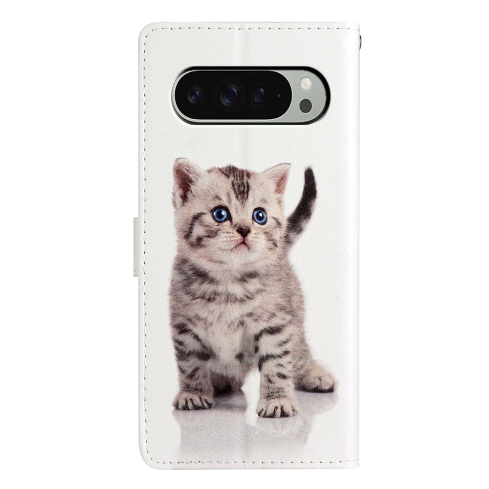 Coque portefeuille Google Pixel 9 Pro, chaton