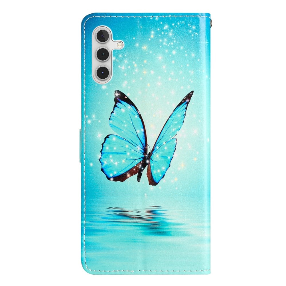 Coque portefeuille Samsung Galaxy A16, papillons bleus